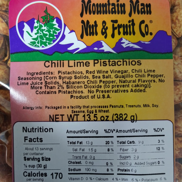 chili lime pistachios label