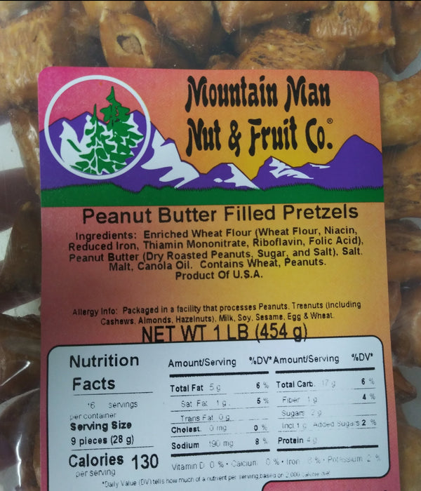 Peanut Butter Filled Pretzels label