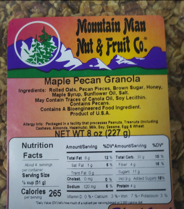 maple pecan granola label
