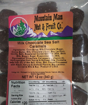 milk chocolate sea salt caramels label