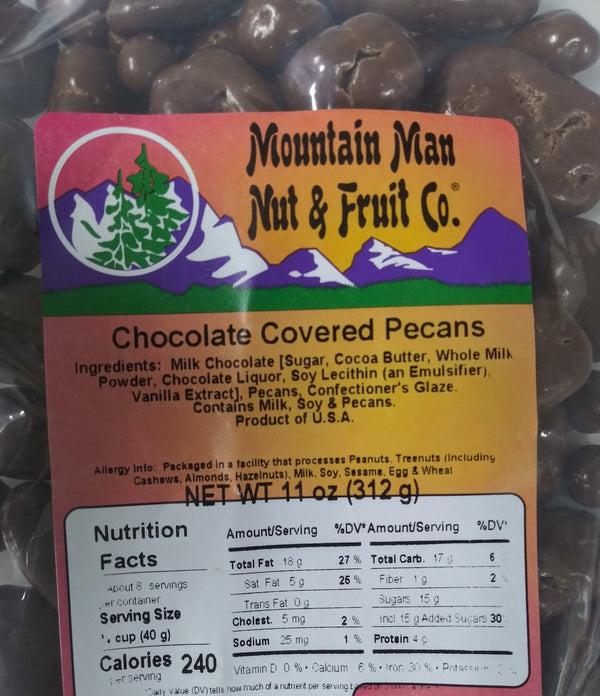 chocolate covered pecans label