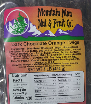 Dark Chocolate Orange Twigs Label