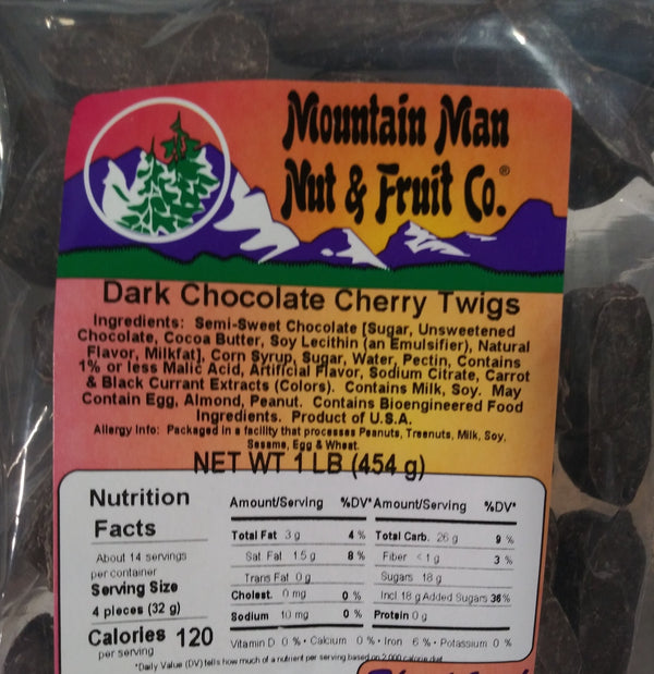 Dark Chocolate Cherry Twigs Label