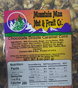 Chocolate Drizzle Caramel Corn Label