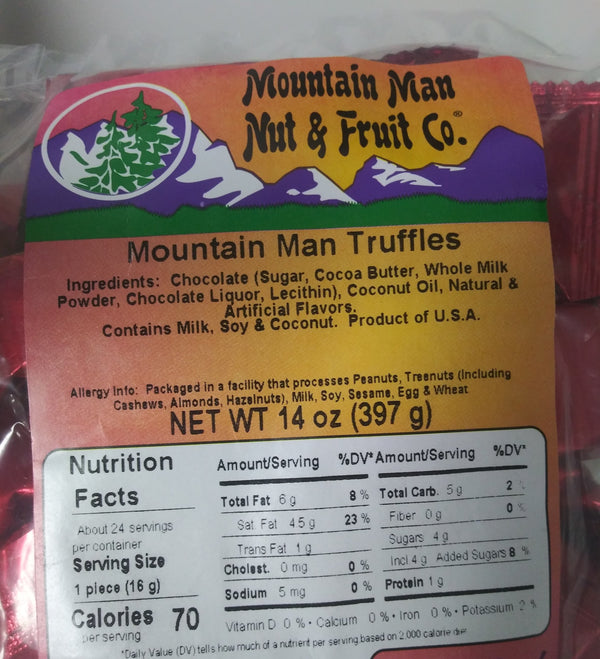 Mountain Man® Milk Truffles Label