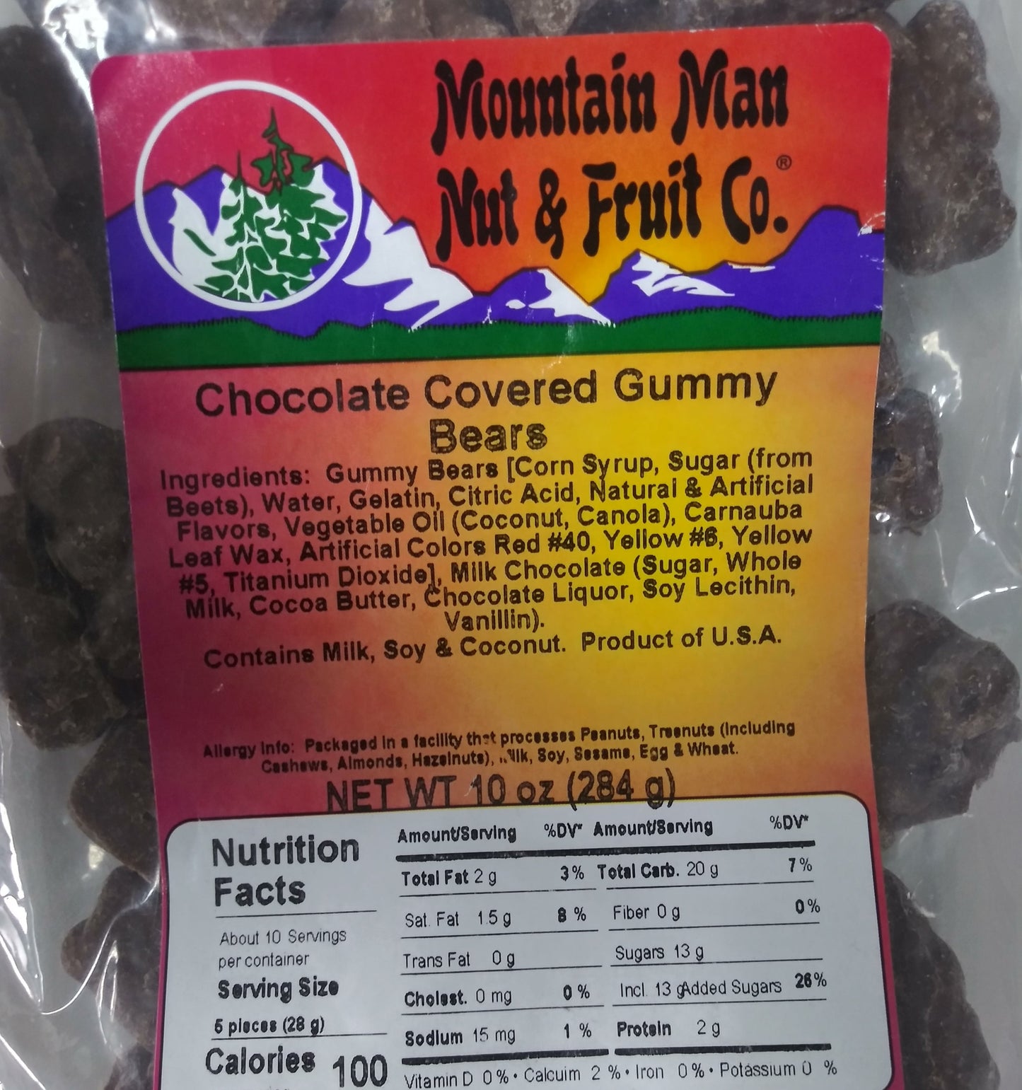 chocolate covered gummy bears label