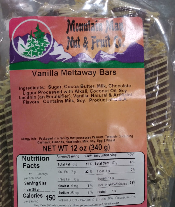 Vanilla Meltaway Bar Label