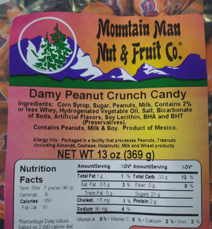 damy peanut crunch candy label
