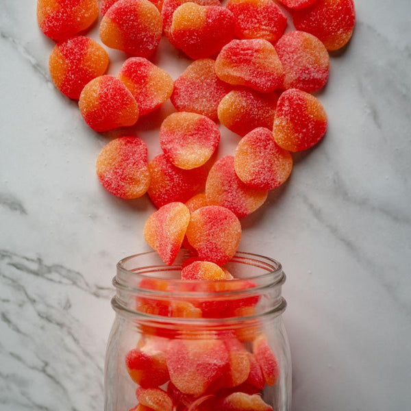 sanded gummy peaches