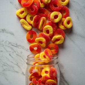 sanded gummy peach rings